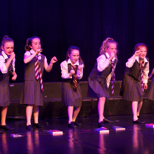 Matilda girls in uniform - musical theatre masterclass